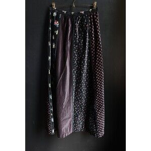 Vintage 70s Womens Velvet Maxi Patchwork Dark Floral Whimsigoth Fairy Grunge